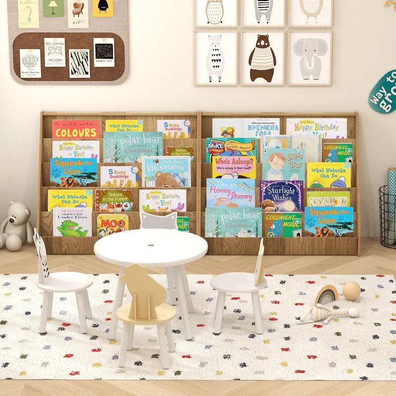 5 Tier Kids Bookshelf with Anti-Toppling Devices for Kids Room-Navy