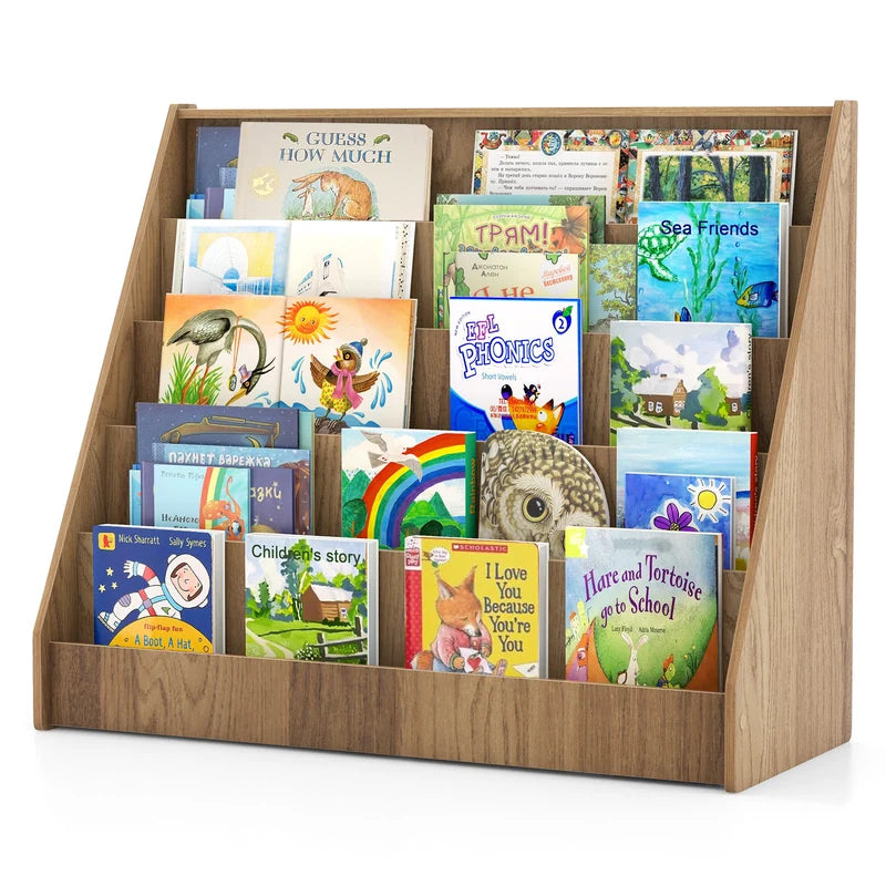 5 Tier Kids Bookshelf with Anti-Toppling Devices for Kids Room-Navy