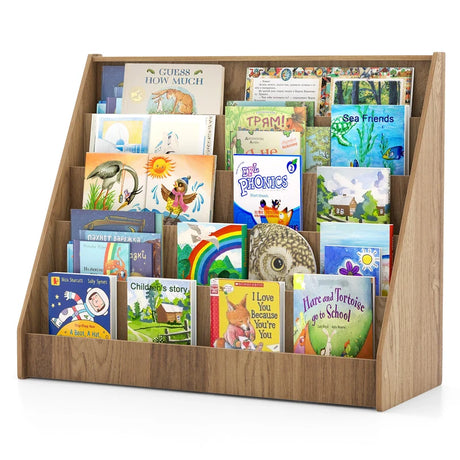 5 Tier Kids Bookshelf with Anti-Toppling Devices for Kids Room-Navy
