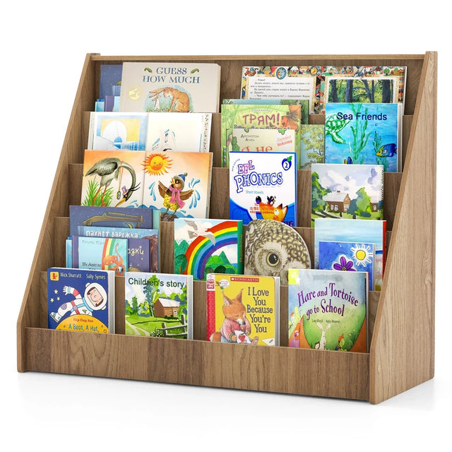 5 Tier Kids Bookshelf with Anti-Toppling Devices for Kids Room-Navy