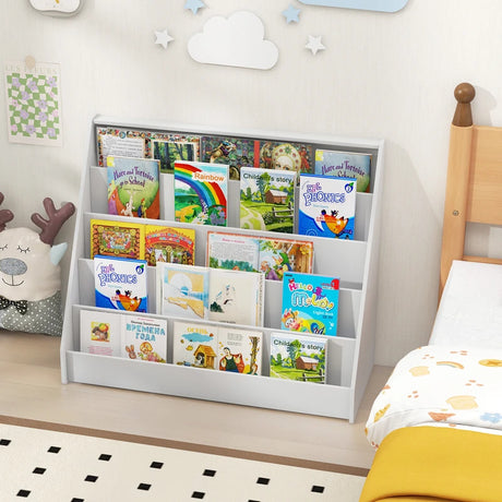 5 Tier Kids Bookshelf with Anti-Toppling Devices for Kids Room-White