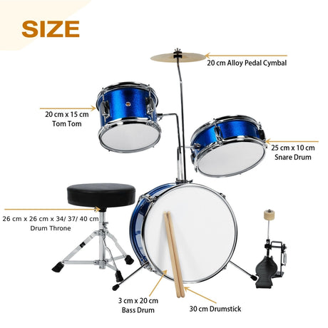5 Pieces Junior Drum Set with 5 Drums-Blue