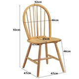 2 Piece Wooden Kitchen Dining chairs with High Spindle Back-Natural