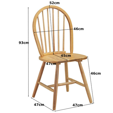 2 Piece Wooden Kitchen Dining chairs with High Spindle Back-Natural
