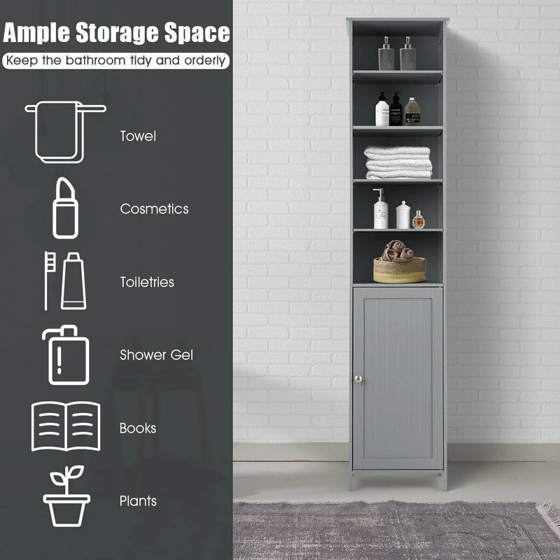 Bathroom Storage Cabinet with 5 Open Shelves for Home