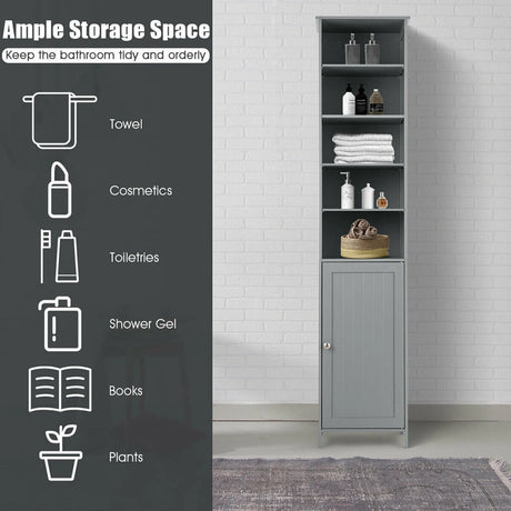 Bathroom Storage Cabinet with 5 Open Shelves for Home