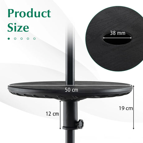 20 Inches Outdoor Adjustable Umbrella Table with 1.5 Inches Umbrella Hole