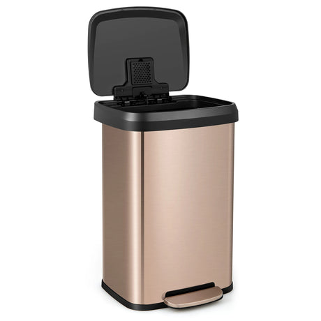 13.2 Gallon Step Trash Can with Soft Close Lid and Deodorizer Compartment-Golden