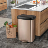 13.2 Gallon Step Trash Can with Soft Close Lid and Deodorizer Compartment-Golden