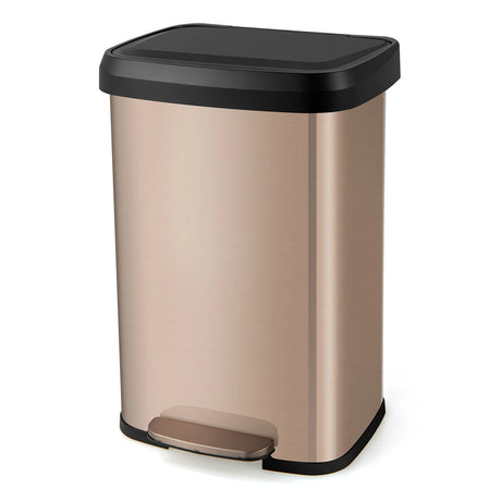 13.2 Gallon Step Trash Can with Soft Close Lid and Deodorizer Compartment-Golden