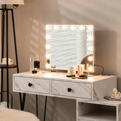 50 x 43 cm Tabletop Wall Mirror with LED Lights