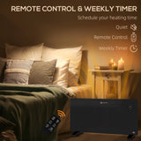 HOMCOM 2000W Electric Convector Heater, Freestanding or Wall Mounted, Space Heater with Adjustable Thermostat, Timer, Black