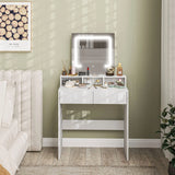 HOMCOM Storage Dressing Table, with LED Light Mirror - White