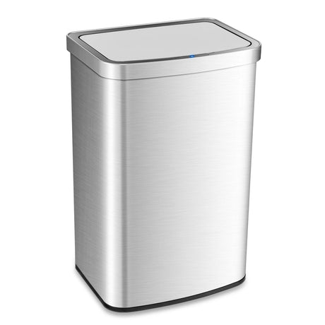 13 Gallons Automatic Garbage Can with Rectangular Infrared Motion Sensor-Sliver