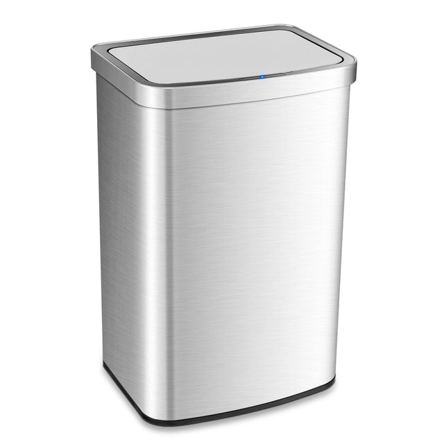 13 Gallons Automatic Garbage Can with Rectangular Infrared Motion Sensor-Sliver