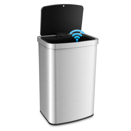 13 Gallons Automatic Garbage Can with Rectangular Infrared Motion Sensor-Sliver