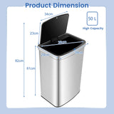 13 Gallons Automatic Garbage Can with Rectangular Infrared Motion Sensor-Sliver