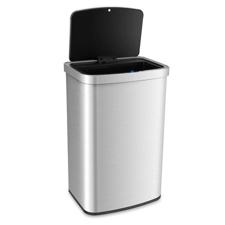13 Gallons Automatic Garbage Can with Rectangular Infrared Motion Sensor-Sliver