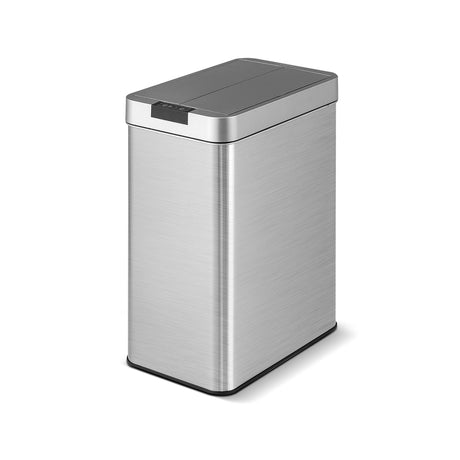 13.2 Gal Slim Kitchen Trash Can with Wing Lids and Stainless Steel Frame