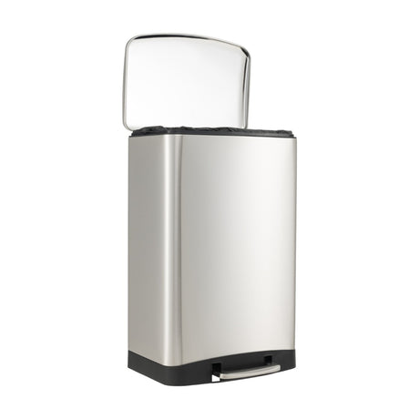 13.2 Gal Stainless Steel Trash Can with Lock Device-Sliver