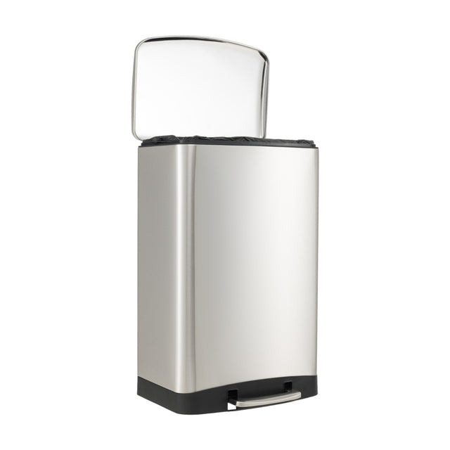13.2 Gal Stainless Steel Trash Can with Lock Device-Sliver