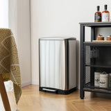 13.2 Gal Stainless Steel Trash Can with Lock Device-Sliver