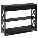 Console Table 3-Tier with Drawer and Storage Shelves-Dark Brown