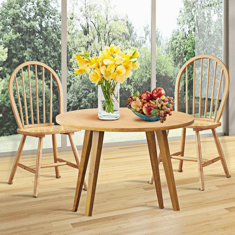 2 Piece Wooden Kitchen Dining chairs with High Spindle Back-Natural