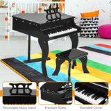 Musical Instrument 30-KeyMini Grand Piano with Bench-Black