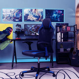 Gaming Chair with Adjustable Mesh Back-Blue