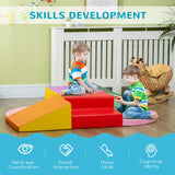 HOMCOM 6 Piece Soft Play Equipment for Kids Climb and Crawl, Red