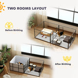 PawHut Seven-Panel Dog Whelping Box, Dog Playpen with Washable Whelping Pads, Wind-Resistant Fabric, for Small and Medium Dogs