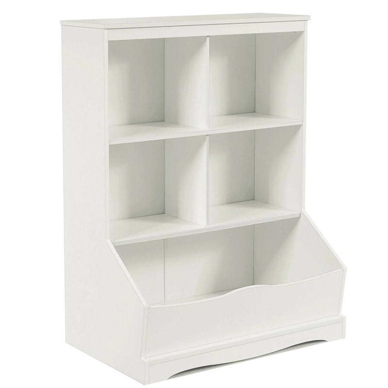 3-Tier Wooden Bookshelf with Spacious Storage Space for Playroom Bedroom