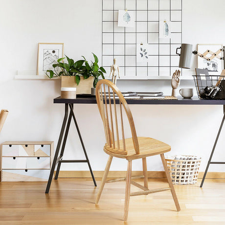 2 Piece Wooden Kitchen Dining chairs with High Spindle Back-Natural