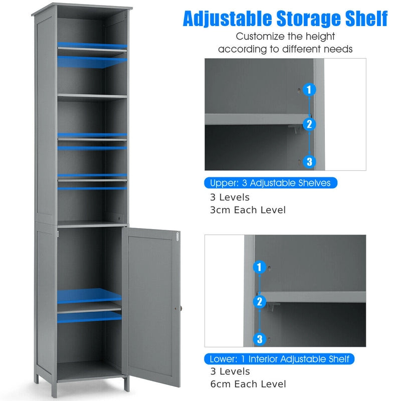 Bathroom Storage Cabinet with 5 Open Shelves for Home