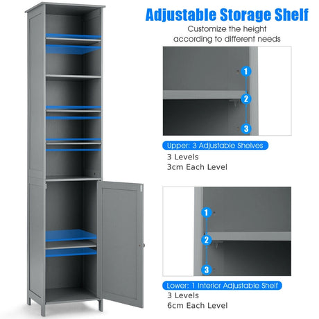 Bathroom Storage Cabinet with 5 Open Shelves for Home