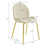 Set of 2 Modern Velvet Dining Chairs with Golden Finished Metal Legs for Kitchen and Dining Room
