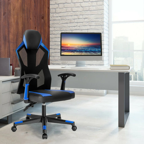 Gaming Chair with Adjustable Mesh Back-Blue