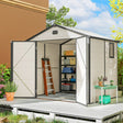 Outsunny 7.9ft x 6.2ft Aluminium Frame and Plastic Wall Shed, with Foundation - Cream White