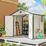 Outsunny 7.9ft x 6.2ft Aluminium Frame and Plastic Wall Shed, with Foundation - Cream White
