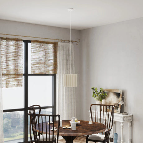 HOMCOM Linen Pendant Light, Bedside Ceiling Lamps with E27 Bulb, Modern Hanging Lights for Living Room, Bedroom, Kitchen, Hallway, White