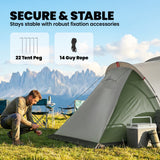 Outsunny Family Camping Tent 3000mm Waterproof Windproof Tunnel Tent 8-12 Person Two Bedrooms Green