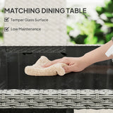 Outsunny Rattan Garden Furniture Set, Outdoor Dining Table and Chairs 4 Seater with Cushions, Square Tempered Glass Top, 4 Armchairs, for Balcony, Terrace, Conservatory, Grey