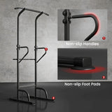 HOMCOM Power Tower Dip Station Pull Up Bar Multi-Function Push Up Equipment with Adjustable Height for Home Gym Strength Training Workout Fitness