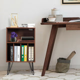 Record Player Stand with 5 Open Compartments for Living Room &amp; Bedroom-Coffee