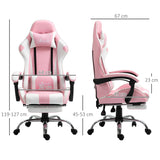 Vinsetto Ergonomic Gaming Chair, PU Leather Reclining Computer Chair with Footrest and Lumbar Support, Headrest and Adjustable Height for Adults, Pink