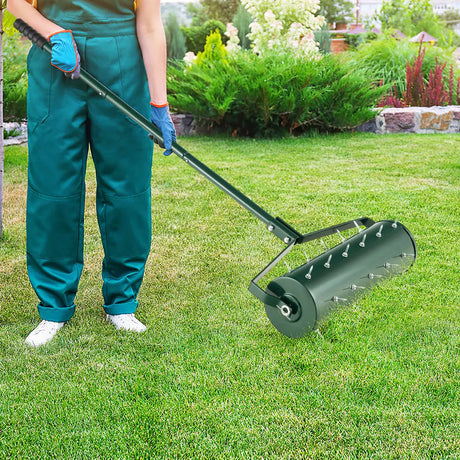 18/21 Inch Manual Lawn Aerator with Detachable Handle and Tine Spikes-21 inches