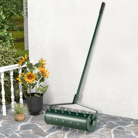 18/21 Inch Manual Lawn Aerator with Detachable Handle and Tine Spikes-21 inches