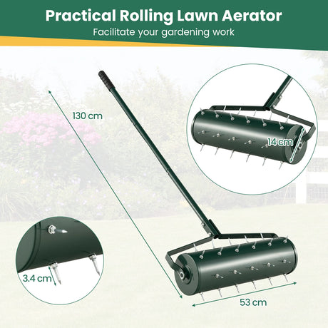 18/21 Inch Manual Lawn Aerator with Detachable Handle and Tine Spikes-21 inches