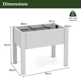 53L Raised Bed Grow Box Self-Watering Planter Box Stand with Water Level Monitor-White